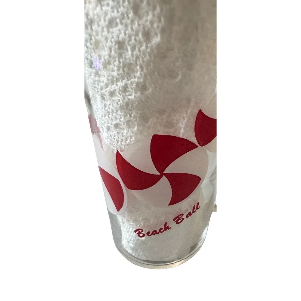 Vintage Libbey Tom Collins Glass Beach Ball Red White 1960s Retro Barware